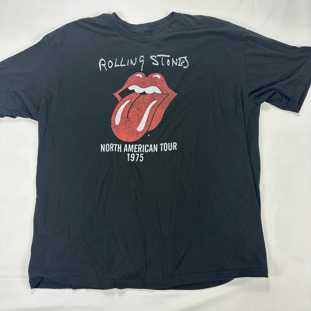 Rolling Stones North‎ American Tour 1975 Graphic T-Shirt Black 2X Cotton Poly